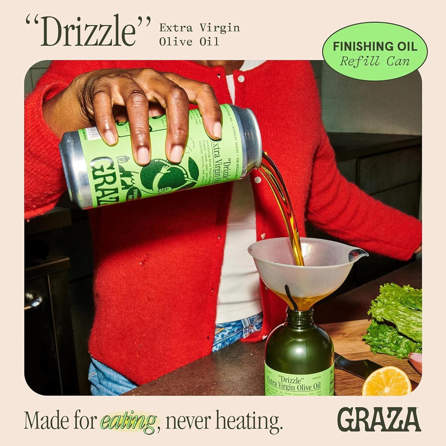 image:imageGraza Drizzle Extra Virgin Olive Oil Finishing Oil High Polyphenol Early Harvest EVOO Finishing Oil in a Squeeze Bottle Single Farm Olives from Spain 169 Fl Oz 500ml Refill CanDrizzle