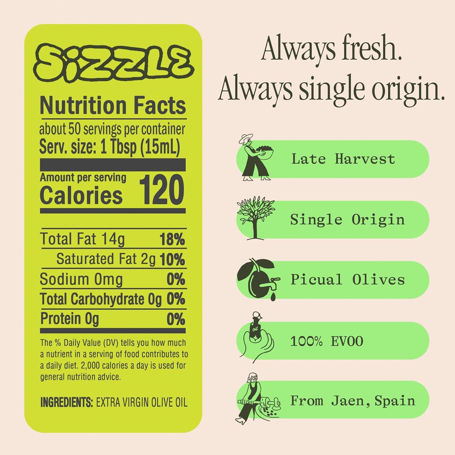 image:imageGraza Sizzle Extra Virgin Olive Oil Cooking Oil High Polyphenol Peak Harvest EVOO Cooking Oil in a Box Single Origin Olive Oils from Spain 51 Fl Oz 15L1 Liter Pack of 1