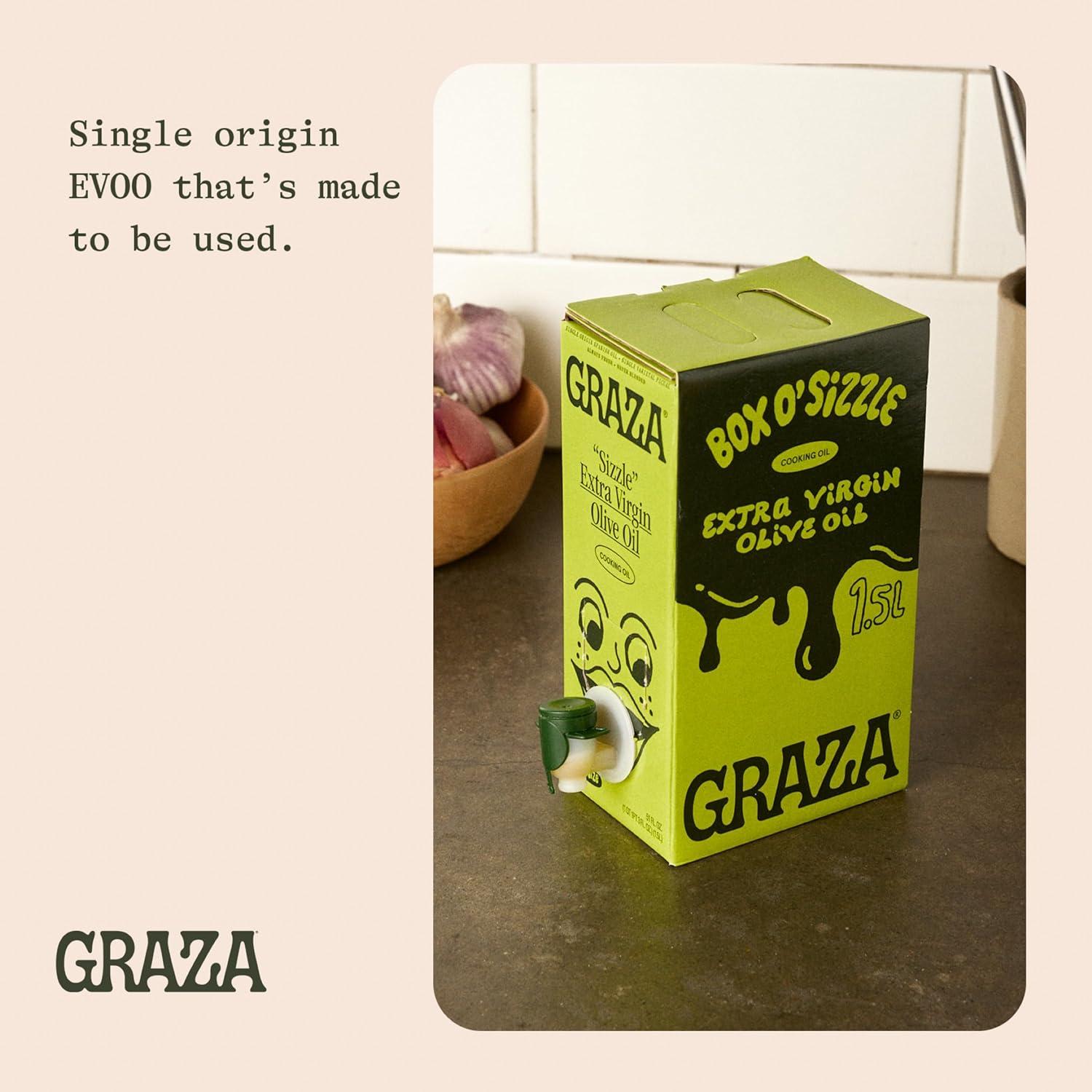 image:imageGraza Sizzle Extra Virgin Olive Oil Cooking Oil High Polyphenol Peak Harvest EVOO Cooking Oil in a Box Single Origin Olive Oils from Spain 51 Fl Oz 15L15 Liter Pack of 1