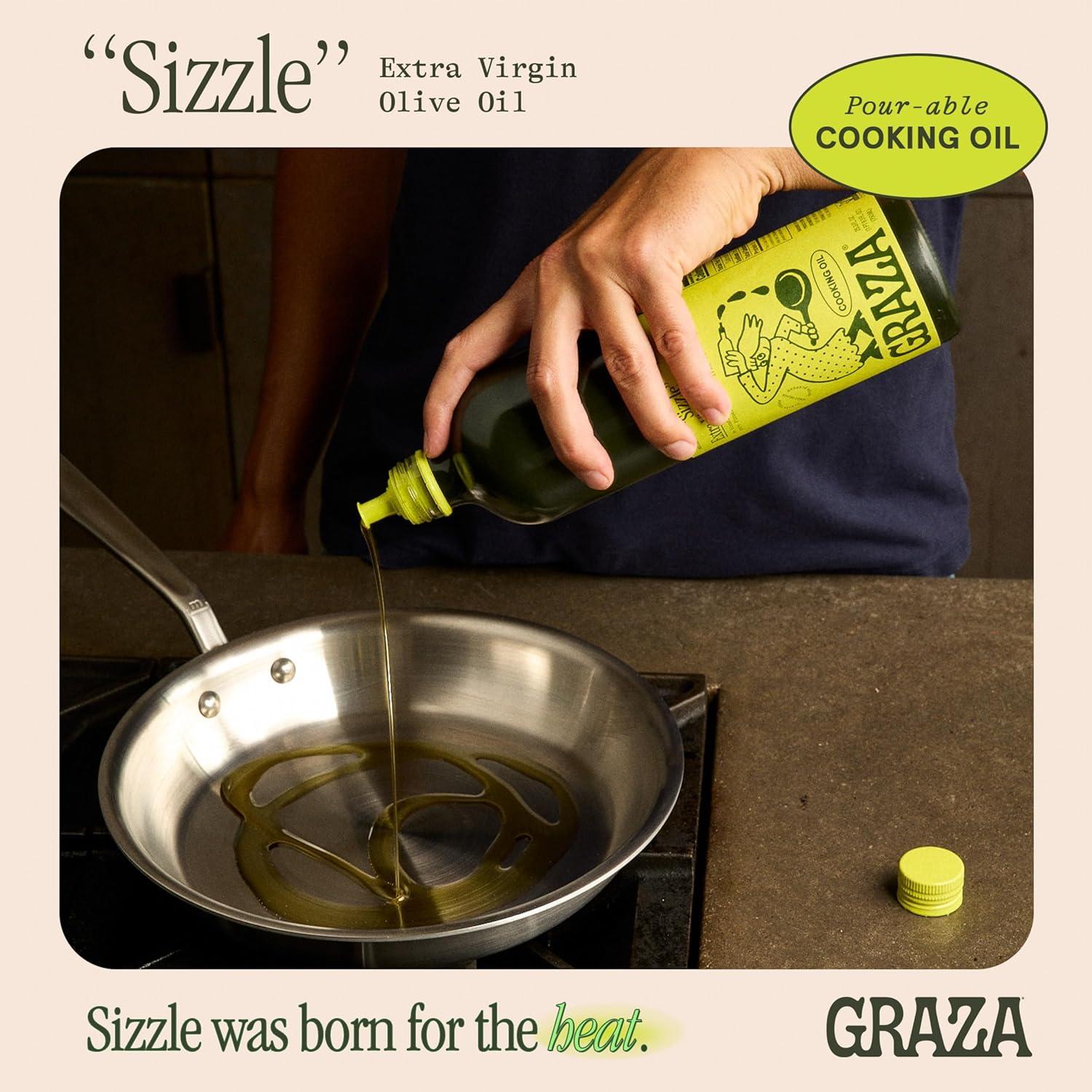image:imageGraza Sizzle Extra Virgin Olive Oil Cooking Oil High Polyphenol Peak Harvest EVOO Cooking Oil in a Glass Bottle Single Origin Olive Oils from Spain 253 Fl Oz 750ml