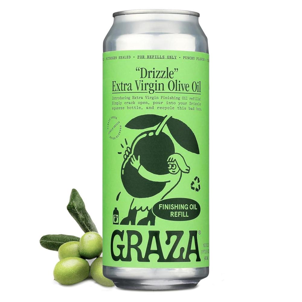 image:imageGraza Drizzle Extra Virgin Olive Oil Finishing Oil High Polyphenol Early Harvest EVOO Finishing Oil in a Squeeze Bottle Single Farm Olives from Spain 169 Fl Oz 500ml Refill CanDrizzle