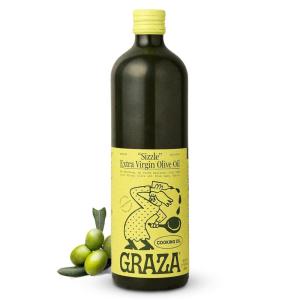 Graza Sizzle Extra Virgin Olive Oil, Cooking Oil – High Polyphenol Peak Harvest EVOO Cooking Oil in a Glass Bottle – Single Origin Olive Oils from Spain – 25.3 Fl Oz (750ml)